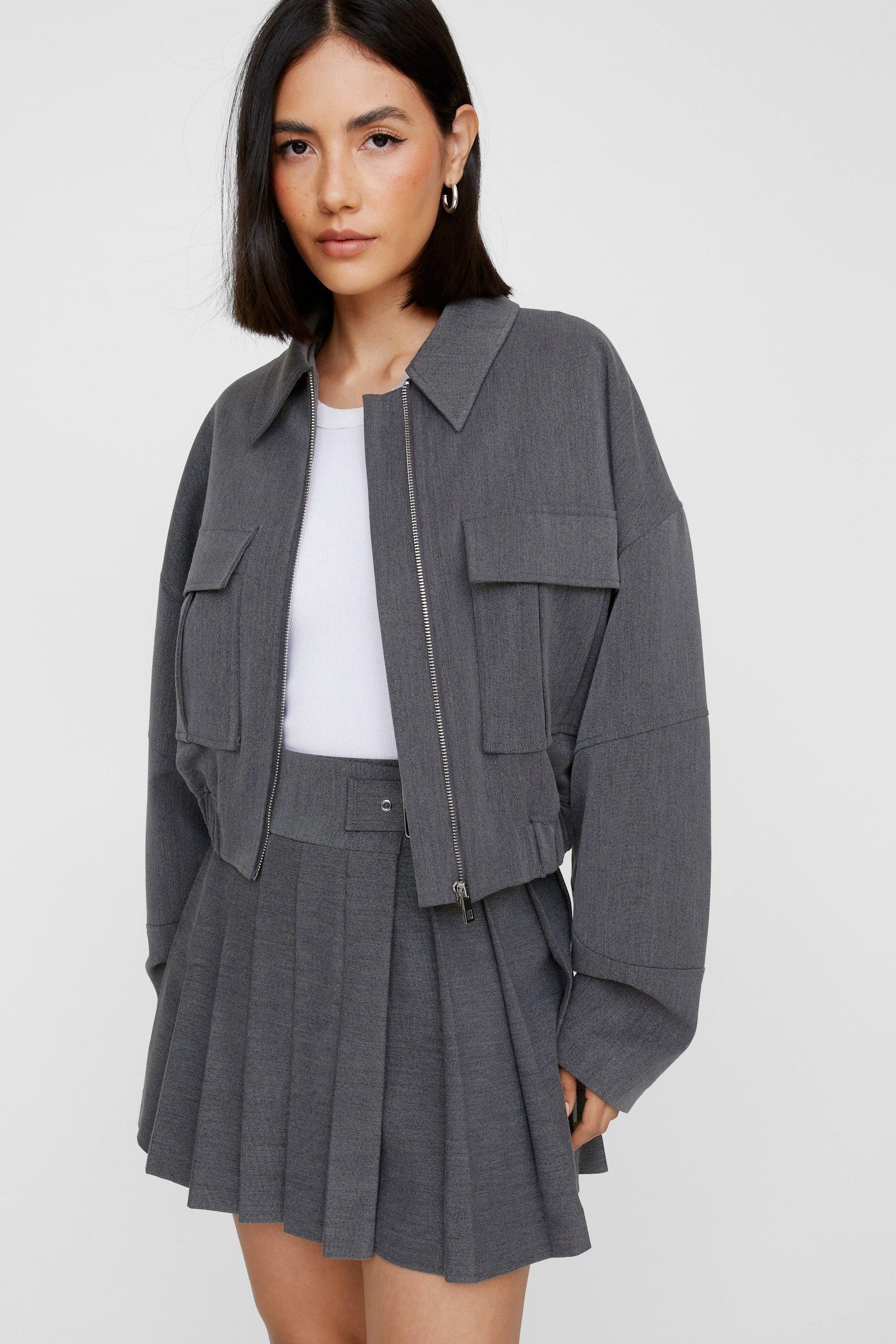 Tailored Bomber Jacket - Gris - 32 - Nasty Gal - Modalova