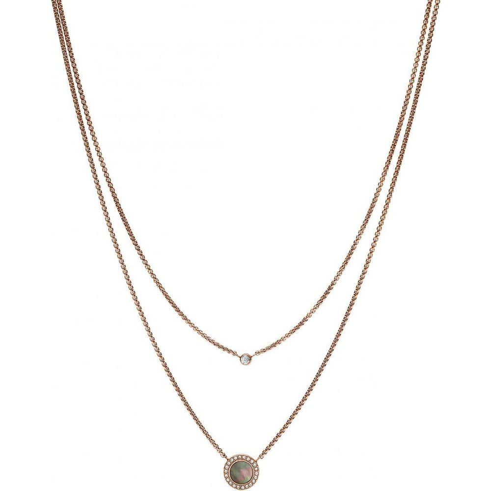 Collier et pendentif JF02953791 - Collier et pendentif Acier Zircons Nacre - Fossil Bijoux - Modalova
