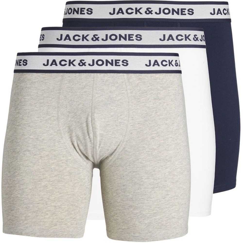 Lot de 3 Boxers Long Gris/Noir en Coton - Amil - jack & jones - Modalova