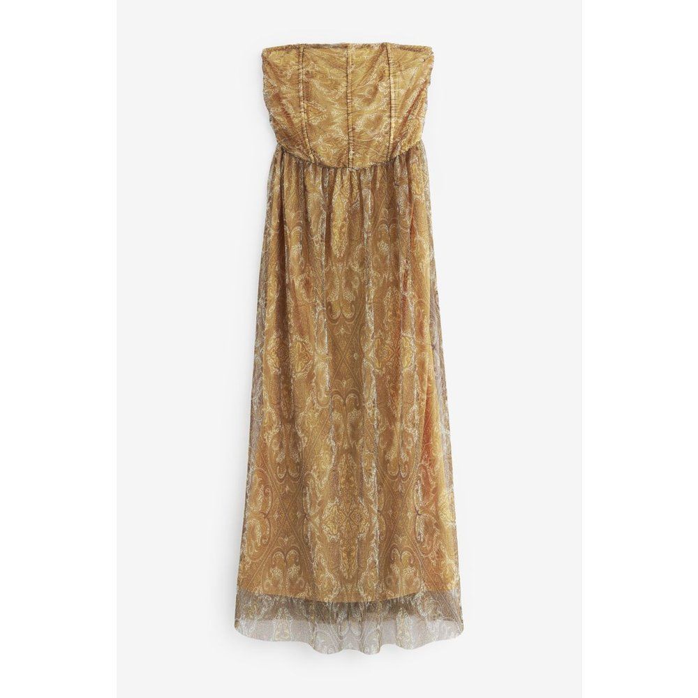 Robe mi-longue sans bretelles effet corset - Next - Modalova