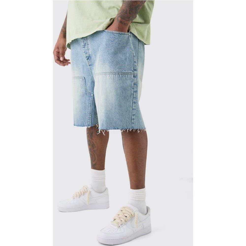 Grande taille - Short charpentier en jean délavé - 38 - Boohooman - Modalova