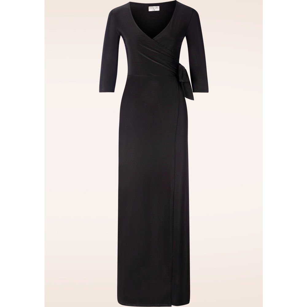 Robe longue Katy en noir - vintage chic for topvintage - Modalova