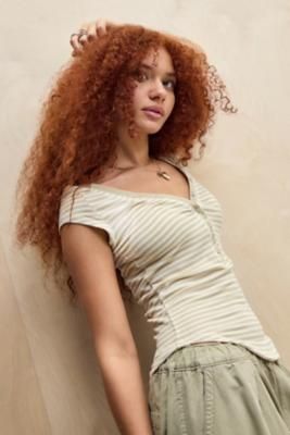 Haut rayé à manches courtes et col Henley en taille: XS - Out From Under - Modalova