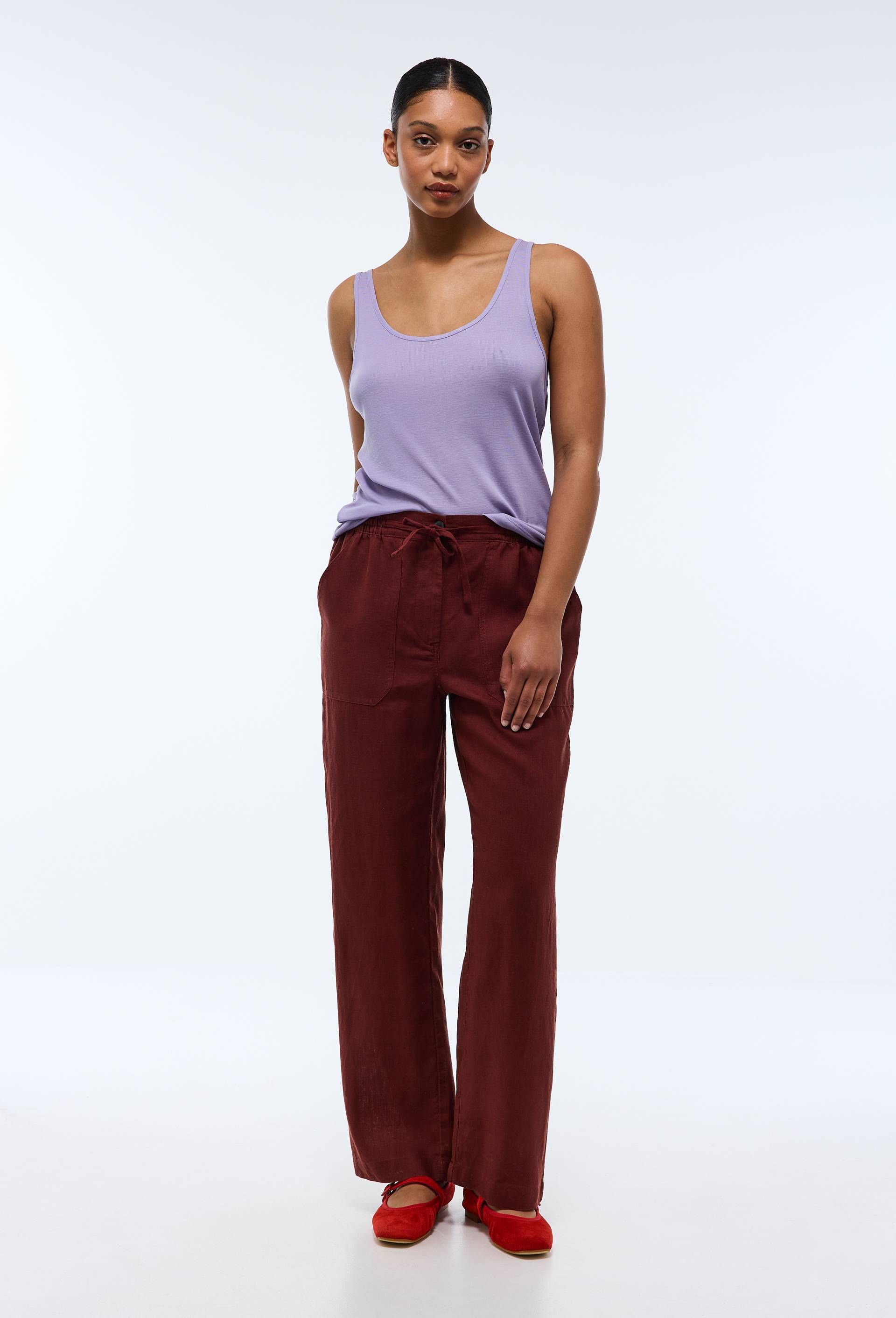 Pantalon taille semi-élastiquée uni en lin - MONOPRIX PREMIUM - Modalova
