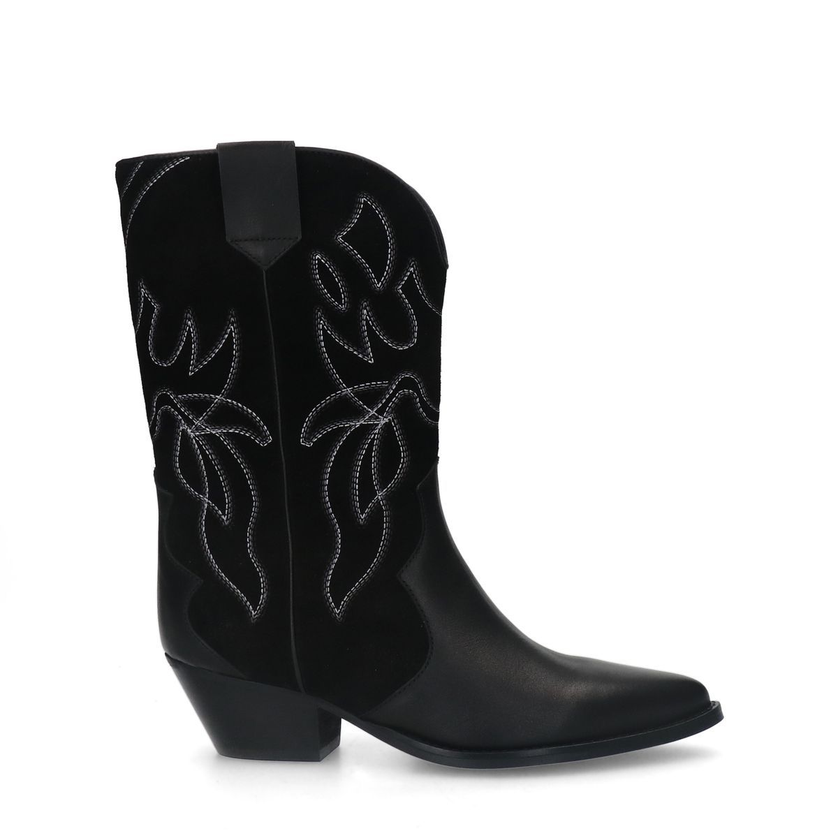 Santiags en cuir avec détails en daim - noir - Sacha - Modalova