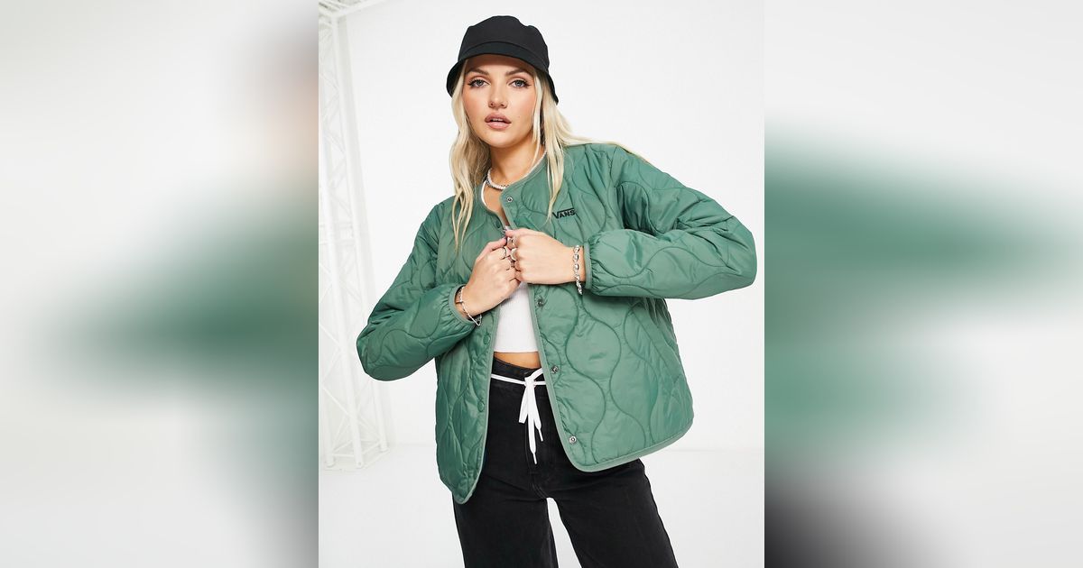 Vans Pickett Quilted Bomber Jacket in Loden Green