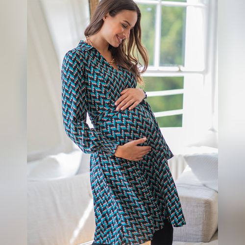 Ivory Lace Top Pleated Maternity Dress