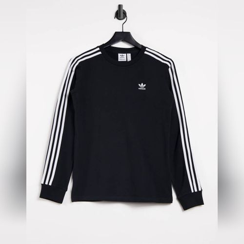 Adidas originals - t-shirt à manches longues et trois bandes - gris top