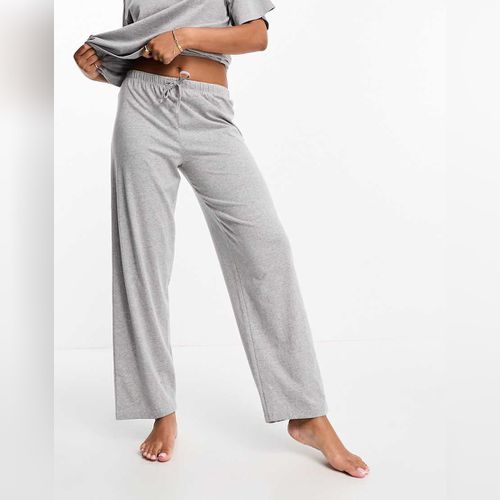 ASOS DESIGN - Pantalon de jogging droit nervuré en coton à bande large à la  taille - Gris chiné - GREY