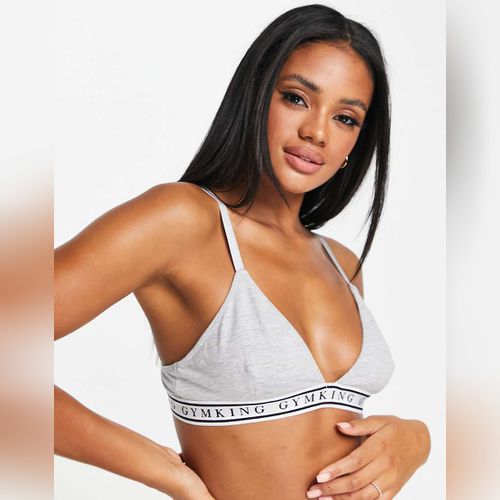 BRA brassière triangle en jersey noir imprimé géométrique