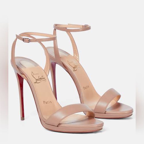 Christian Louboutin Loubi Queen 120 Metallic Patent-leather Sandals - Women - Red Sandals - IT36